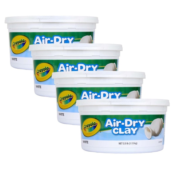 Air-Dry Clay, 2.5 lbs Resealable Bucket, White, PK4